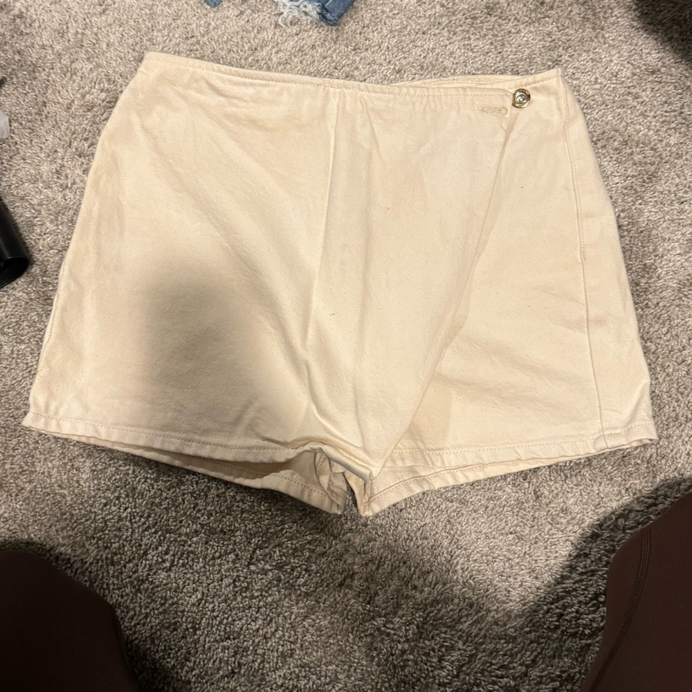zara white denim skort
